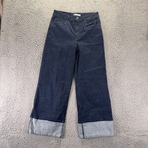 Nine West Jeans Womens 10 Blue Cotton Denim Wide Leg Streetwear Travel Stretch